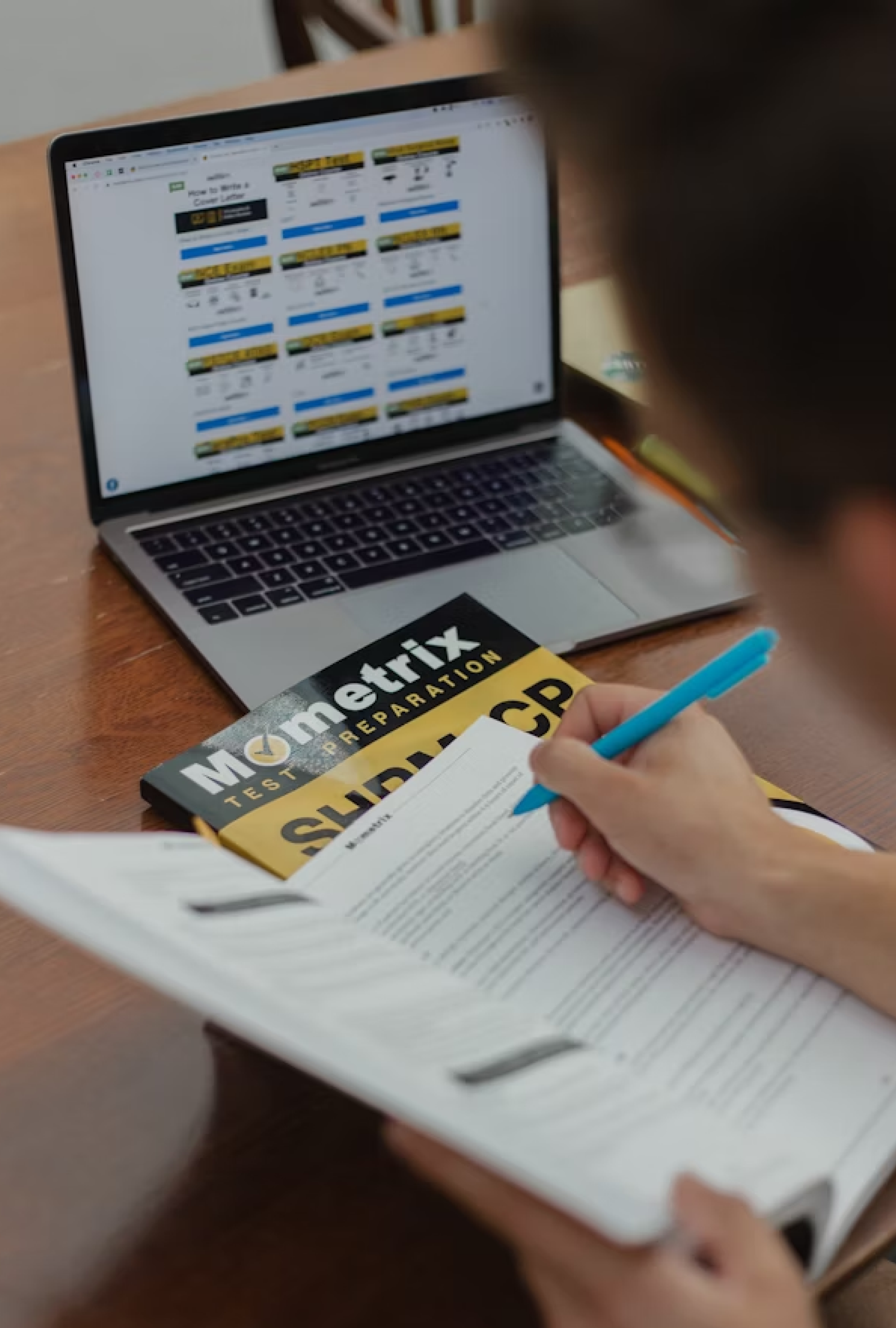 Student studying for GRE